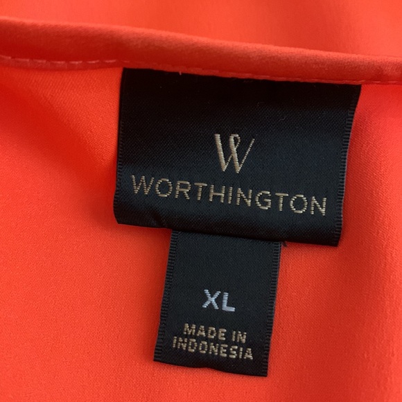 WORTHINGTON Ruffled sleeve TOP XL VIBRANT ORANGE - Picture 4 of 5